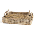 Load image into Gallery viewer, S/3 LOW RECTANGULAR GREY RATTAN TRAYS-Kind Reason Co.