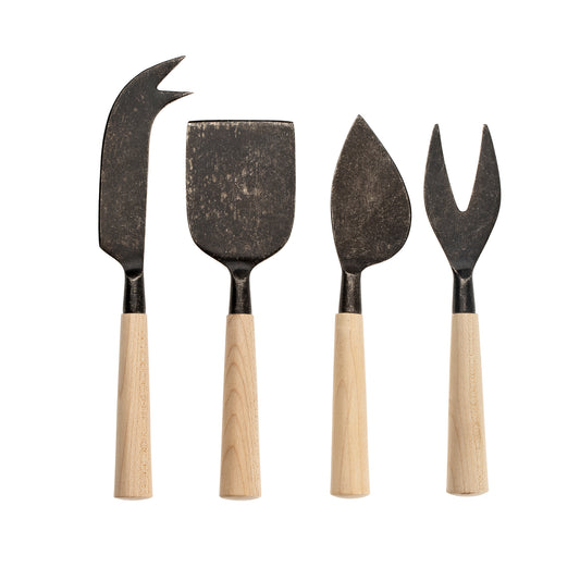 Maple Wood Cheese Knives - Set of 4