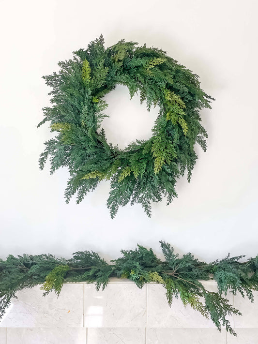 Cypress Real Touch Faux Christmas Wreath 24"-Kind Reason Co.