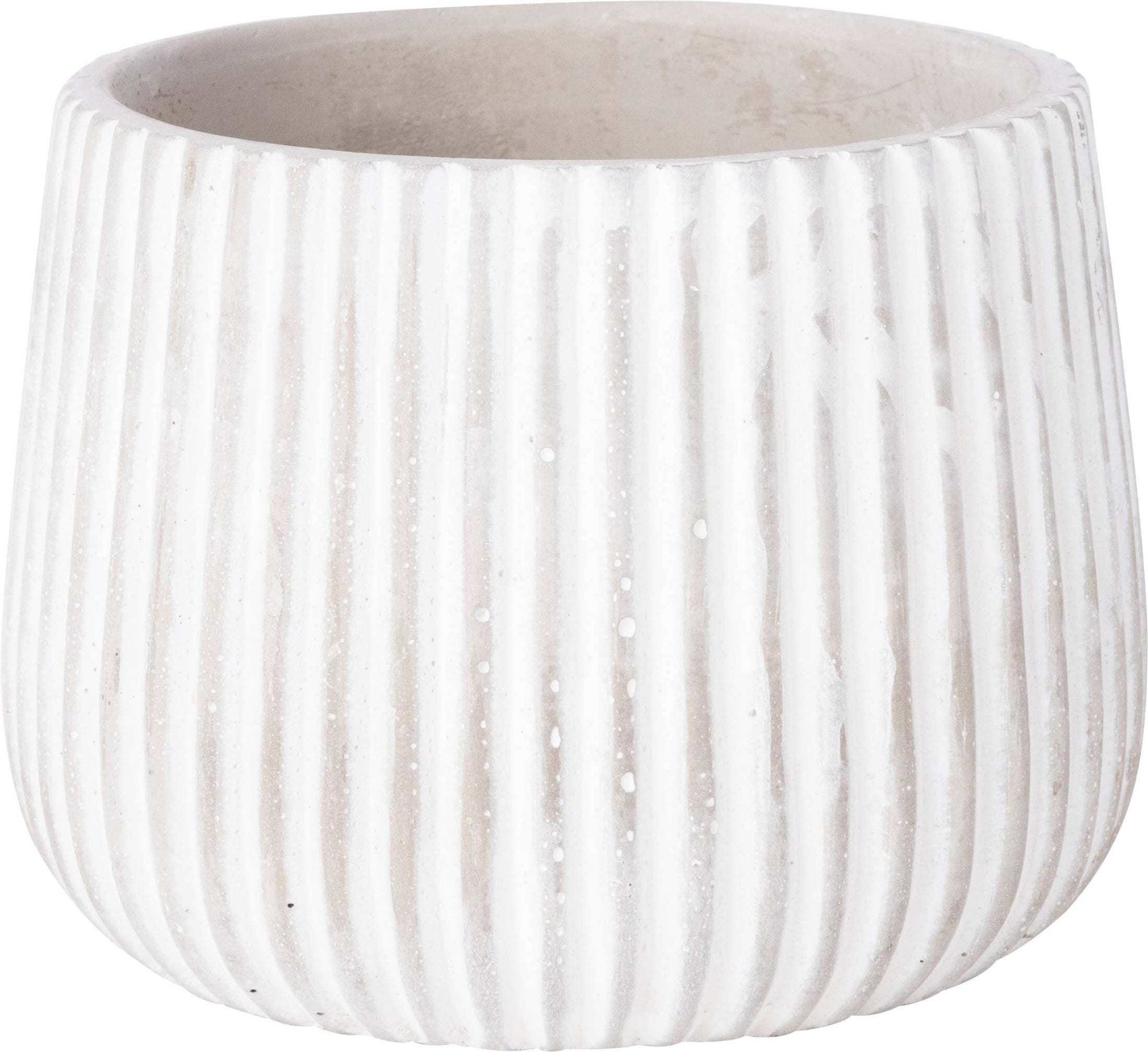 GE32453: Ribbed Stone Effect Pot Cover, Sml 4x5.5x5.5in-Kind Reason Co.