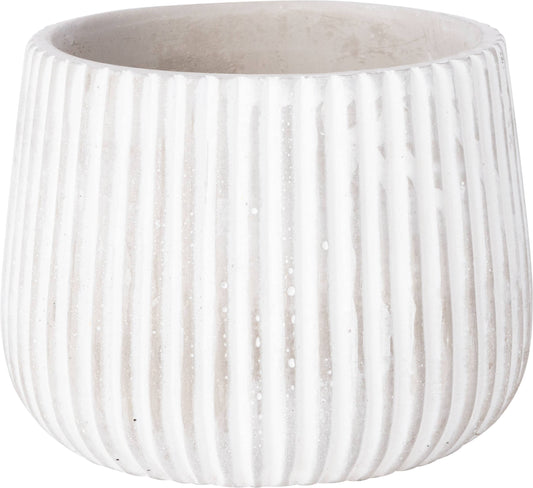 GE32453: Ribbed Stone Effect Pot Cover, Sml 4x5.5x5.5in-Kind Reason Co.