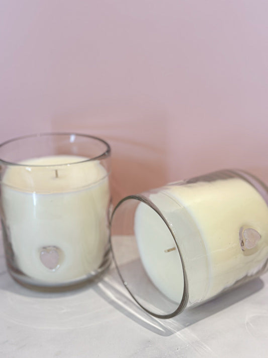 Pink Hearts Icon Glass Candle
