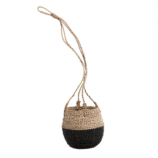 Hanging Pot Basket - Black / Natural-Kind Reason Co.