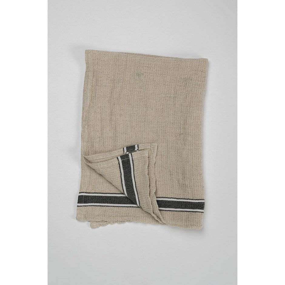 Linen Hand Towel - Black Stripe-Kind Reason Co.