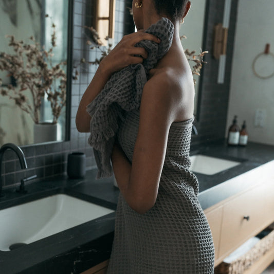French Waffle Towel - Anthracite