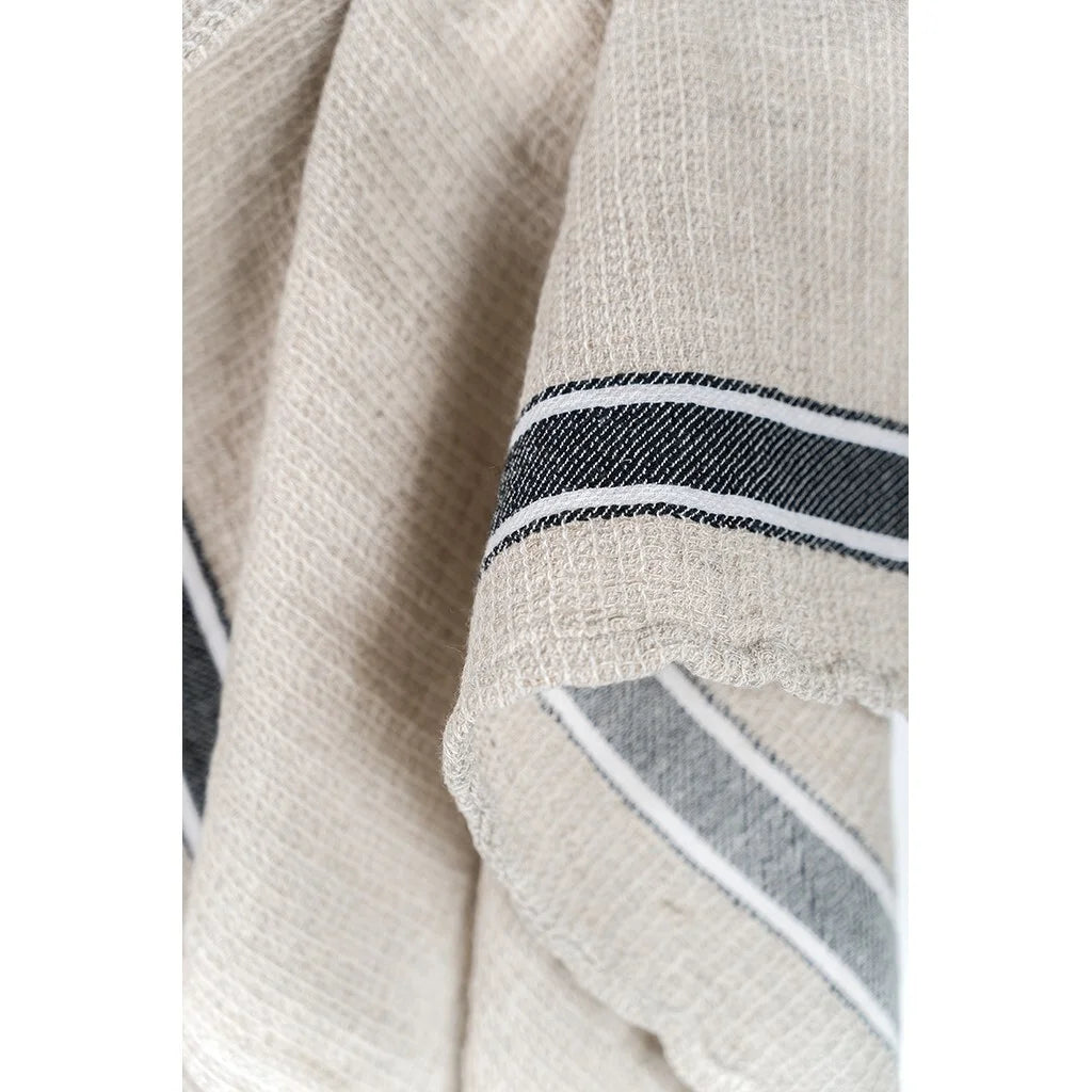 Linen Hand Towel - Black Stripe