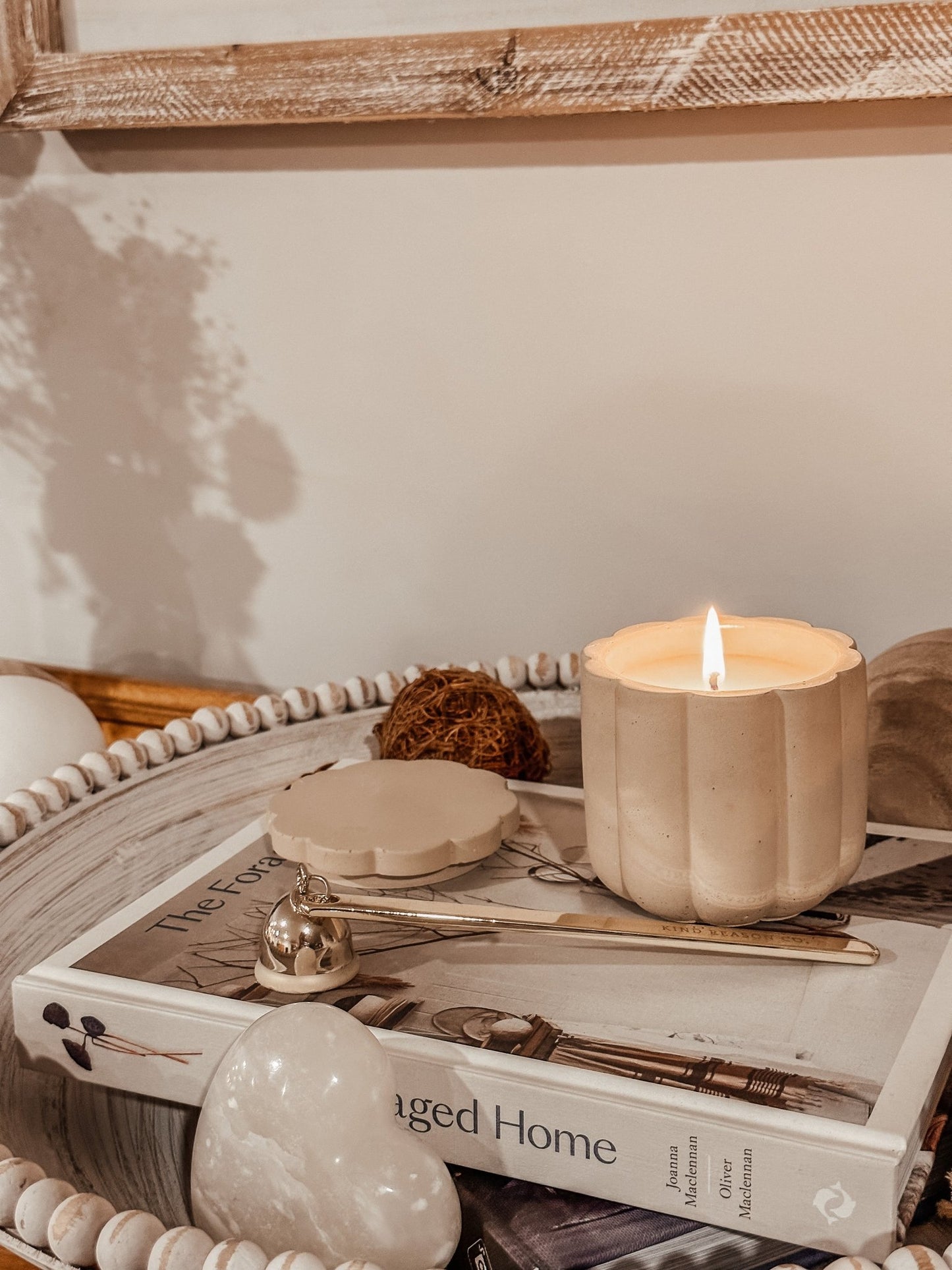 Scalloped Concrete Candle - Kind Reason Co.